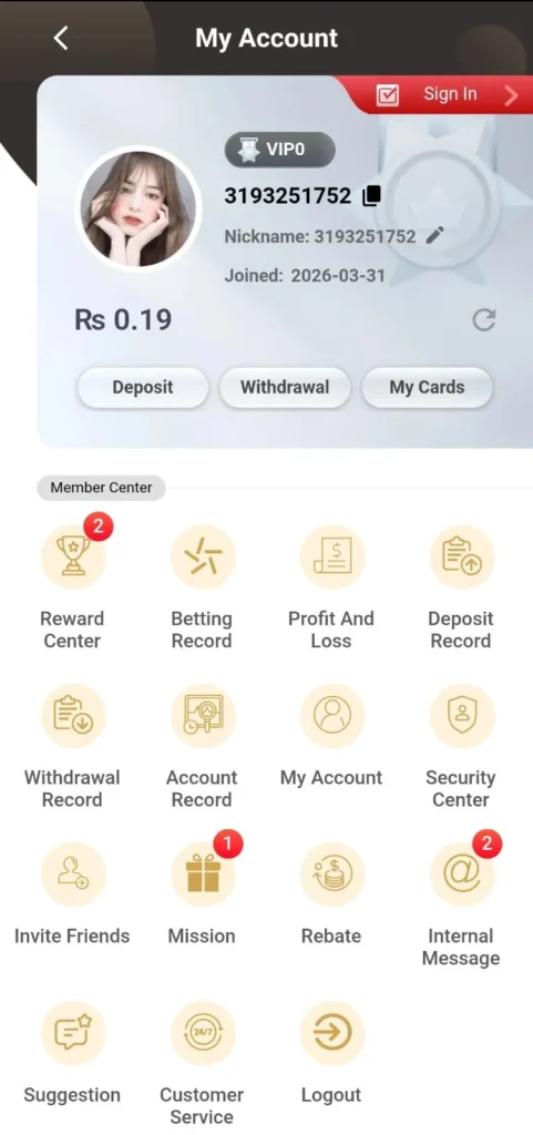 Account center